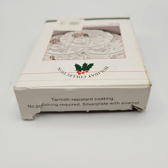 Swan Silver Plated Enamel Coasters 1987 Wm A Rogers Set of 6 Oneida Holliday - Picture 9 of 10